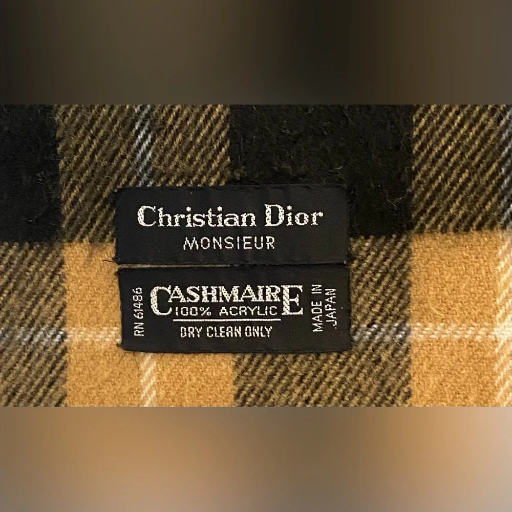 Christian Dior Scarf - 100% Acrylic - Checkered Yellow & Black - Used Condition